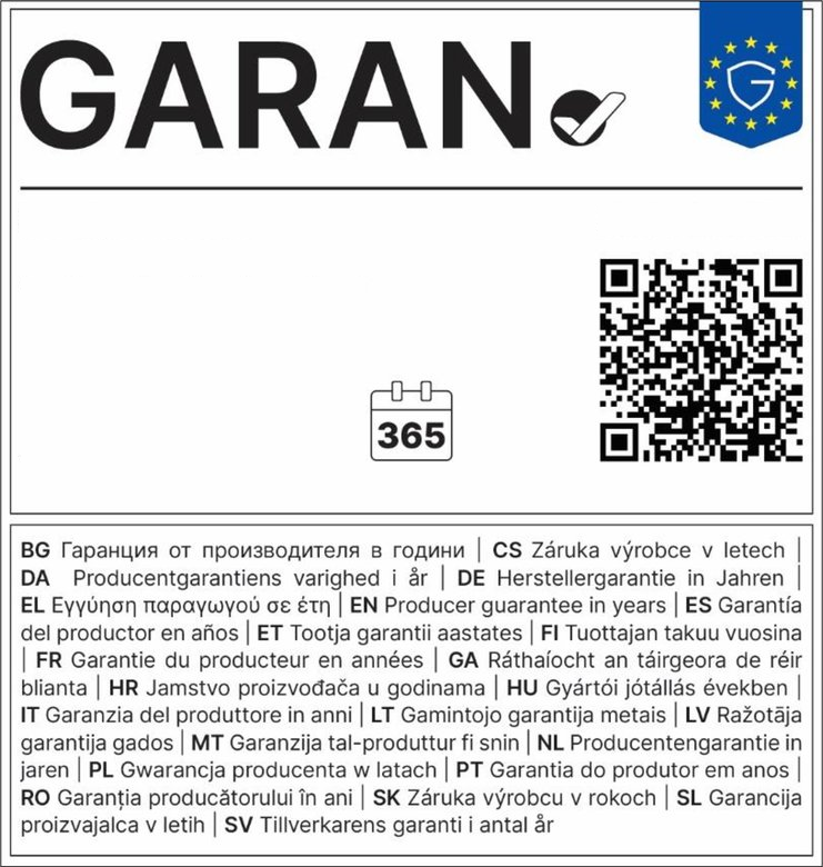 GARAN label: producer durability guarantee in years